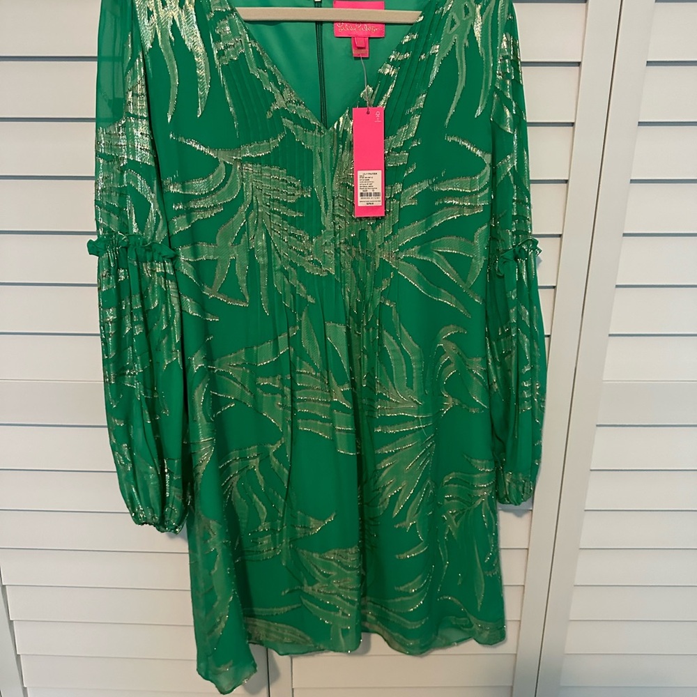 Cleme dress Green and Silver Patterned Dress